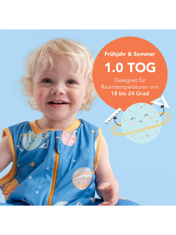 Schlummersack Babyschlafsack, 1.0 TOG in Blau-Gelb günstig kaufen