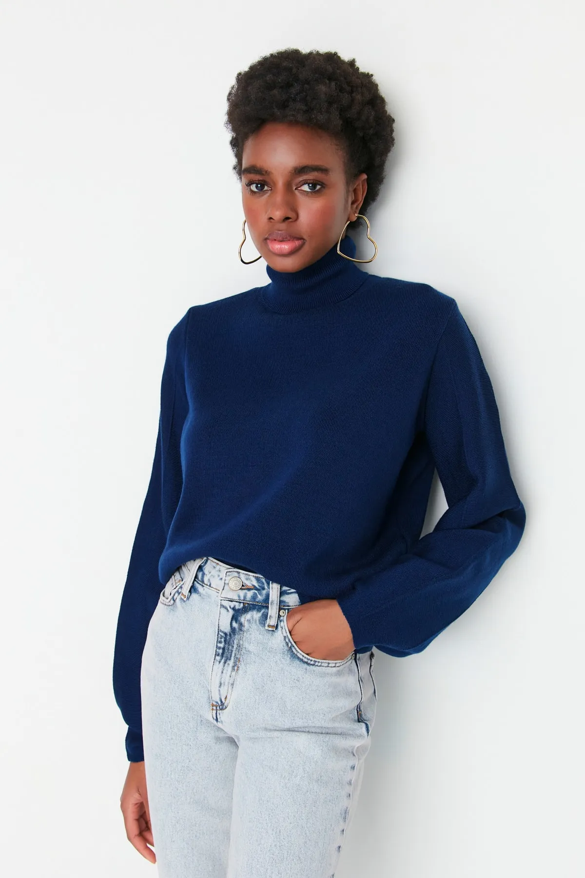 Trendyol Collection  Marineblauer Basic Rollkragenpullover TWOAW21KZ0485