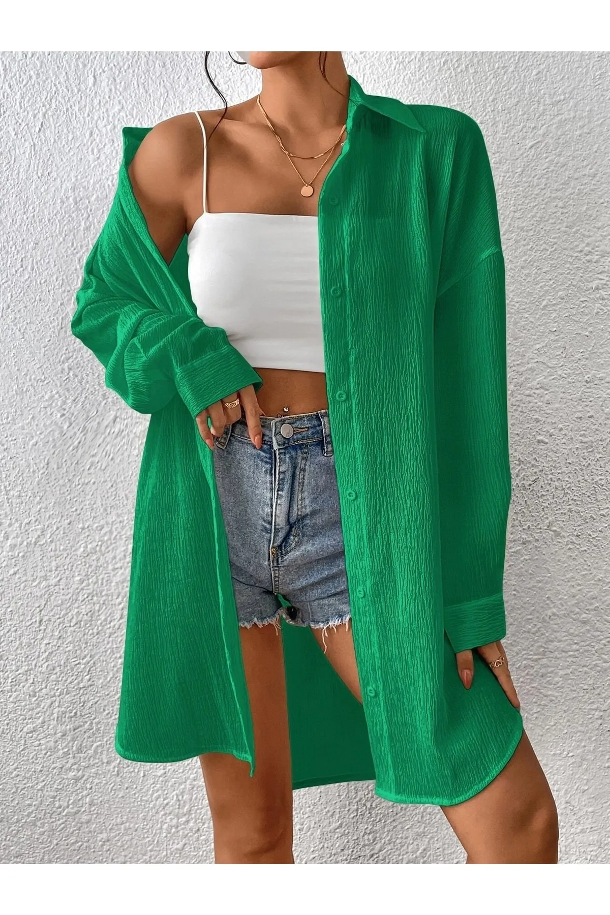 Know  Grünes Oversize-Langhemd für Damen