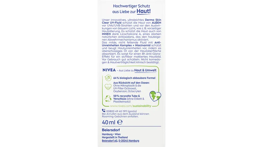 Nivea Sun Derma Skin Clear UV-Fluid mit Niacinamid 40 ml