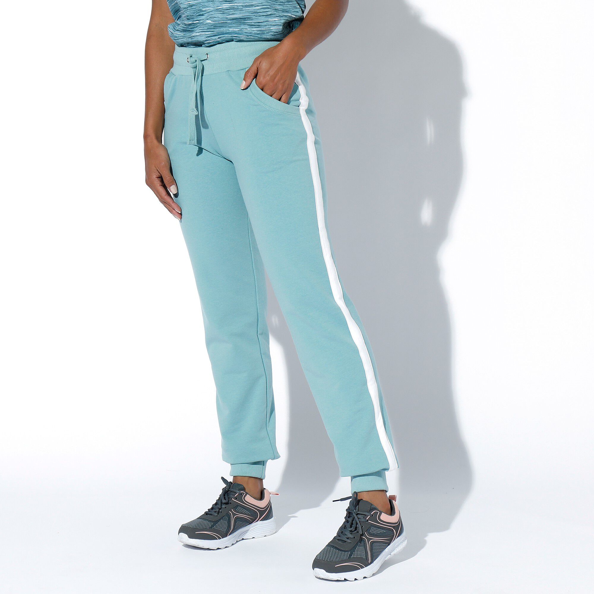 Pantalon jogging molleton bicolore