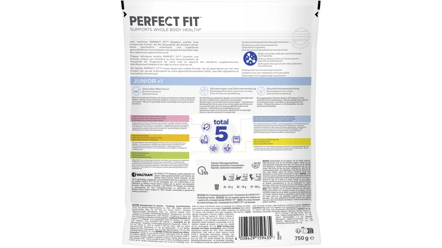 PERFECT FIT™ Katzentrockenfutter Beutel Junior <1 mit Huhn 750 g