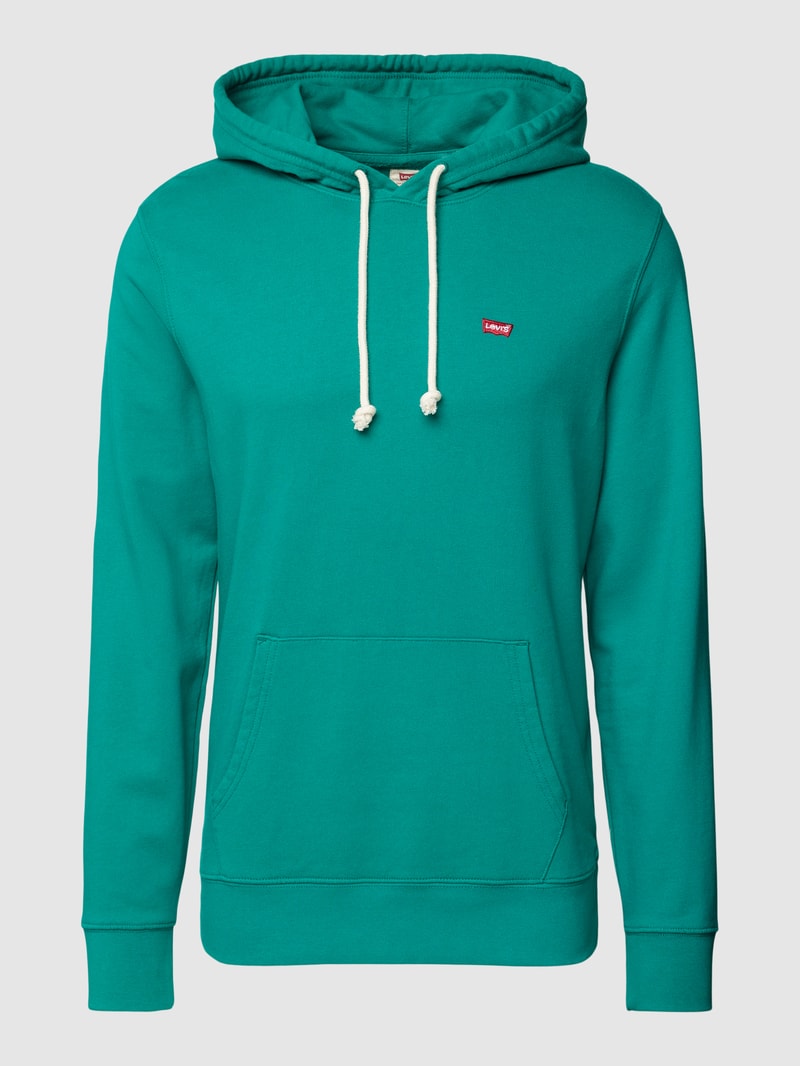 Hoodie mit Label-Stitching Modell 'NEW ORIGINAL' in grün