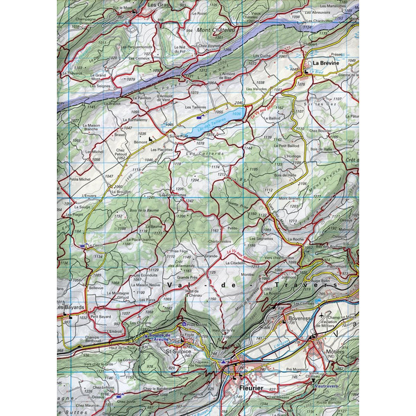 Val-de-Travers / Areuse - Doubs 16 Wanderkarte 1:40 000 matt laminiert - Wanderkarte