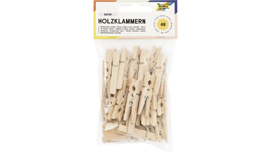 folia Holzklammern natur 48 Stück