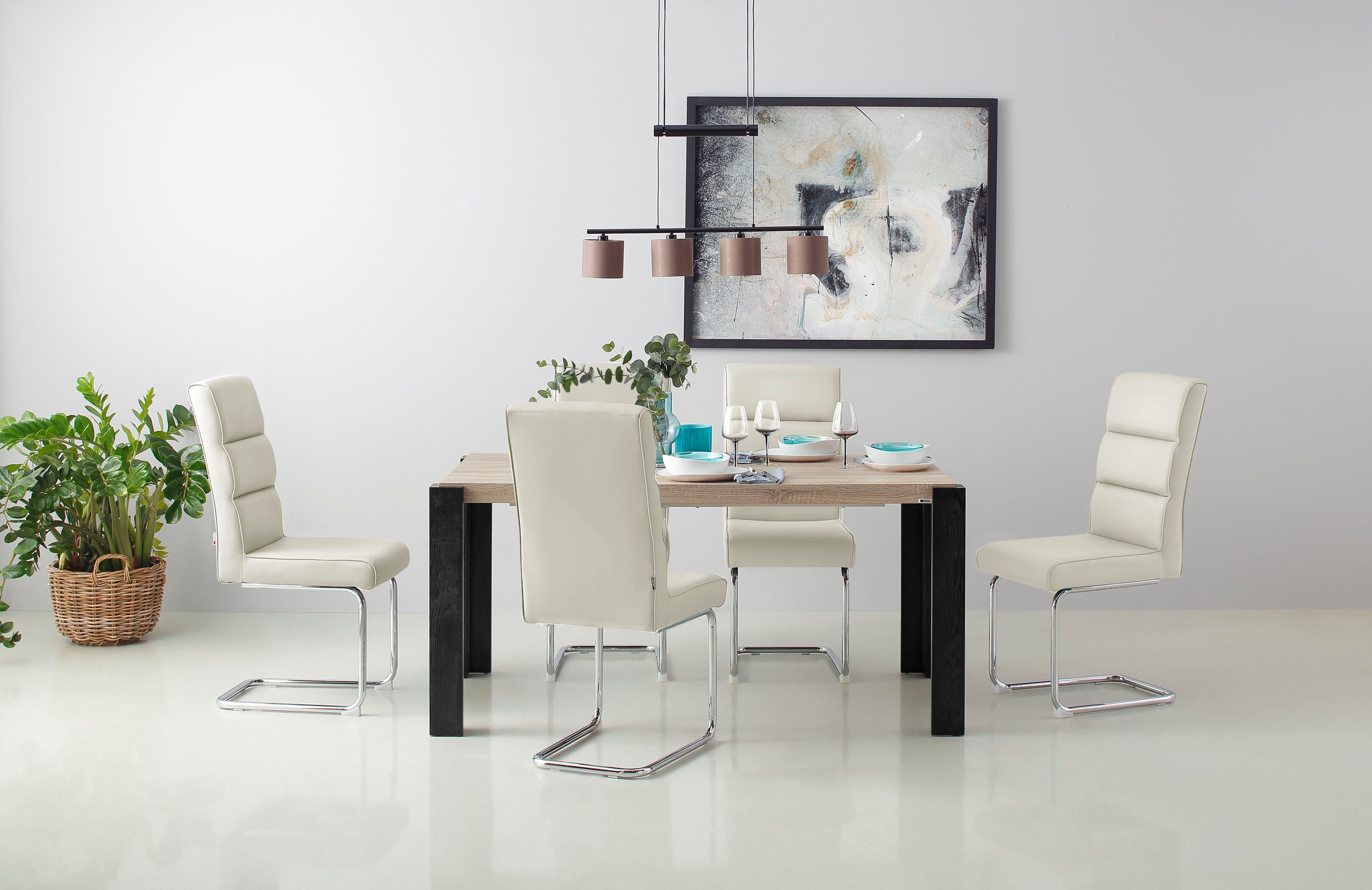 INOSIGN Freischwinger Lano, im 2er Set, Sitz gepolstert, Gestell aus Metall, Sitzhöhe 50 cm