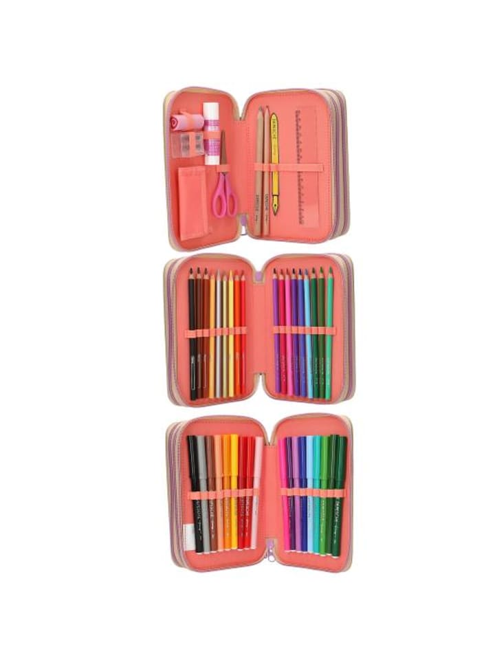 Depesche 3-Fach Federtasche GIRL POWER inkl. Stifte TOPModel 7,5 x 13 x 20 cm in bunt günstig kaufen onesize