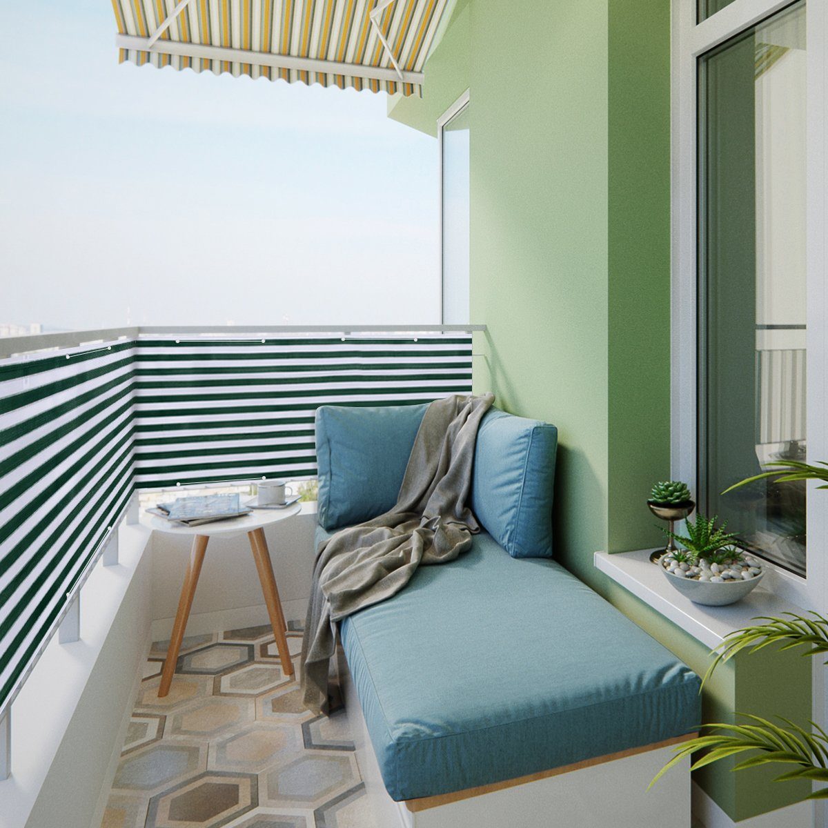 Sekey Balkonsichtschutz Balkonverkleidungen Sichtschutz Balkonbespannung Windschutz, aus HDPE Sonnenschutz, Wetterfest, Blickdicht für Balkon und Terrasse