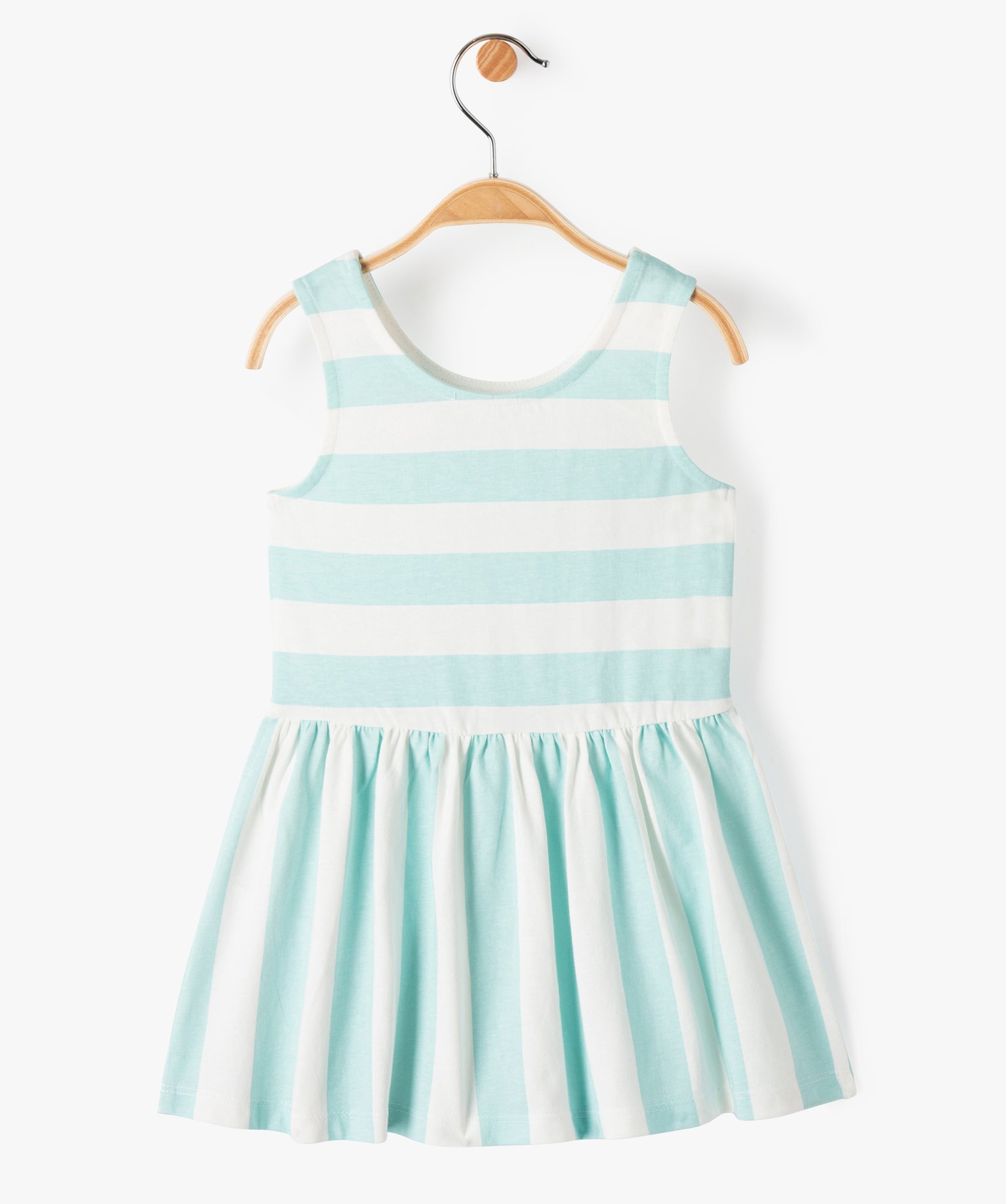 Robe bébé fille à rayures à bretelles vert clair | GEMO