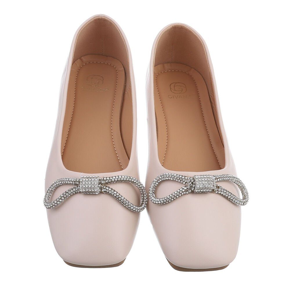 Ital-Design Damen Schlupfschuhe Elegant Ballerina Blockabsatz Klassische Ballerinas in Beige