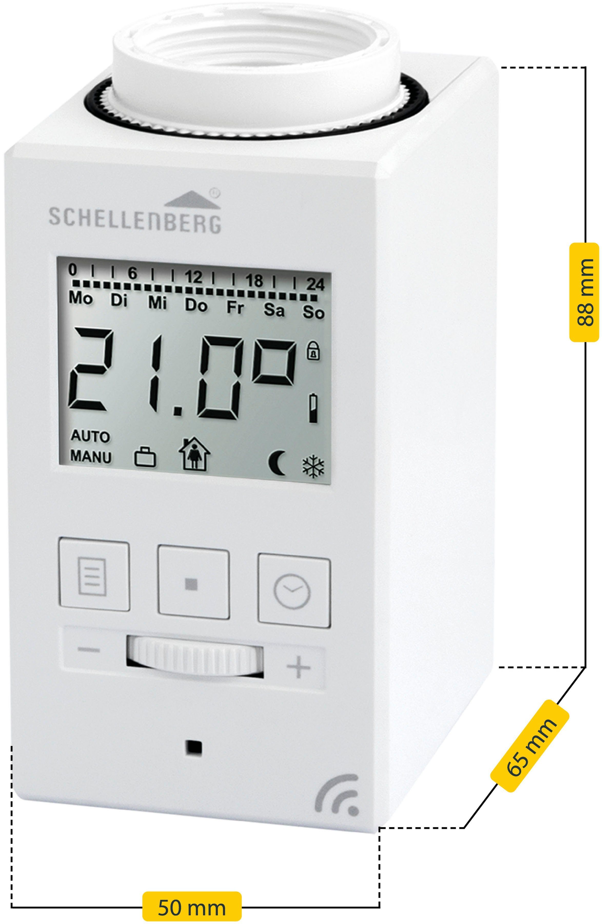 SCHELLENBERG Heizkörperthermostat Digital, 20101, (Inkl. Adapter-Set Danfoss RAV, RA, RAVL) einzeln, oder im 3er oder 5er Spar-Set erhältlich
