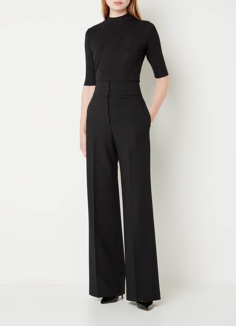 Pantaloni Himia cu talie înaltă, cu croi larg și buzunare laterale de la HUGO BOSS