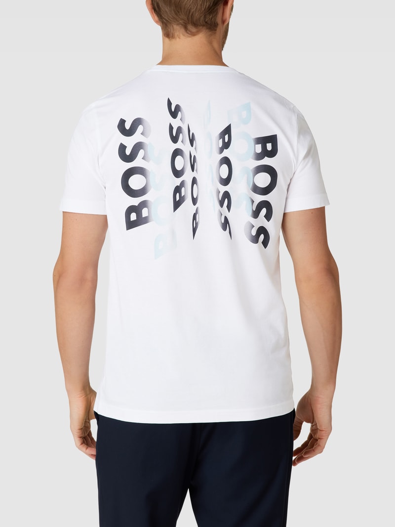 T-Shirt mit Label-Print Modell 'Tee 7' in weiß