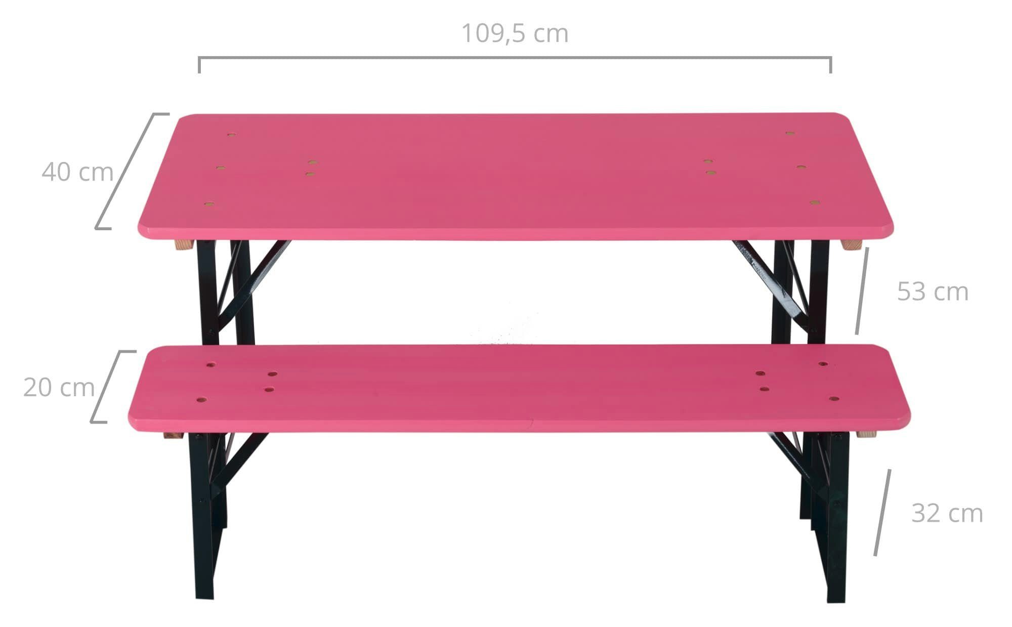 Stagecaptain Bierzeltgarnitur BBK-110 Hirschgarten Kinder-Festzeltgarnitur 110 cm, (10-tlg., 10 x Bank, 5 x Tisch), kleine Sitzgelegeneheit für Kinder, extra niedrig (Tischhöhe: 53 cm)