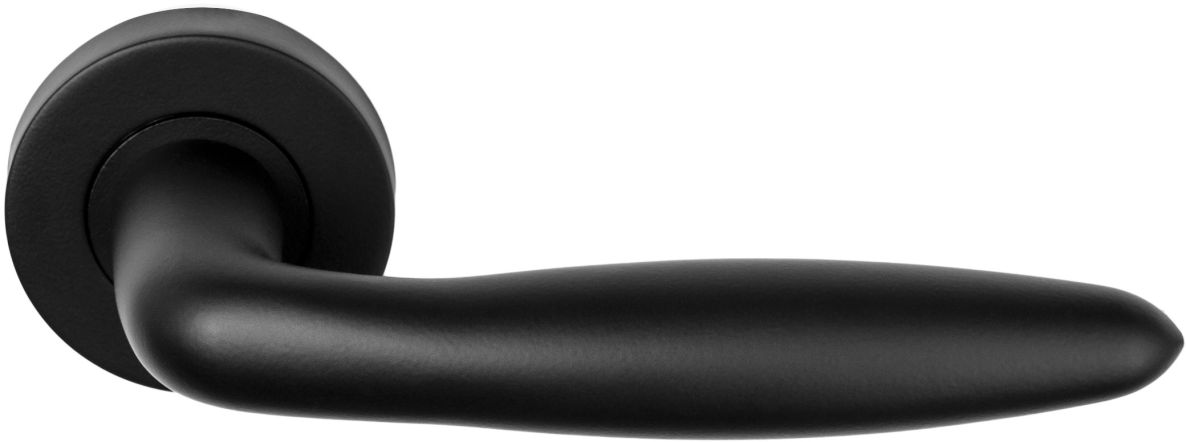 Maçaneta de porta maciça Formani 1501D261NMXX0 BASICS LB18 com mola e roseta, acabamento preto fosco.