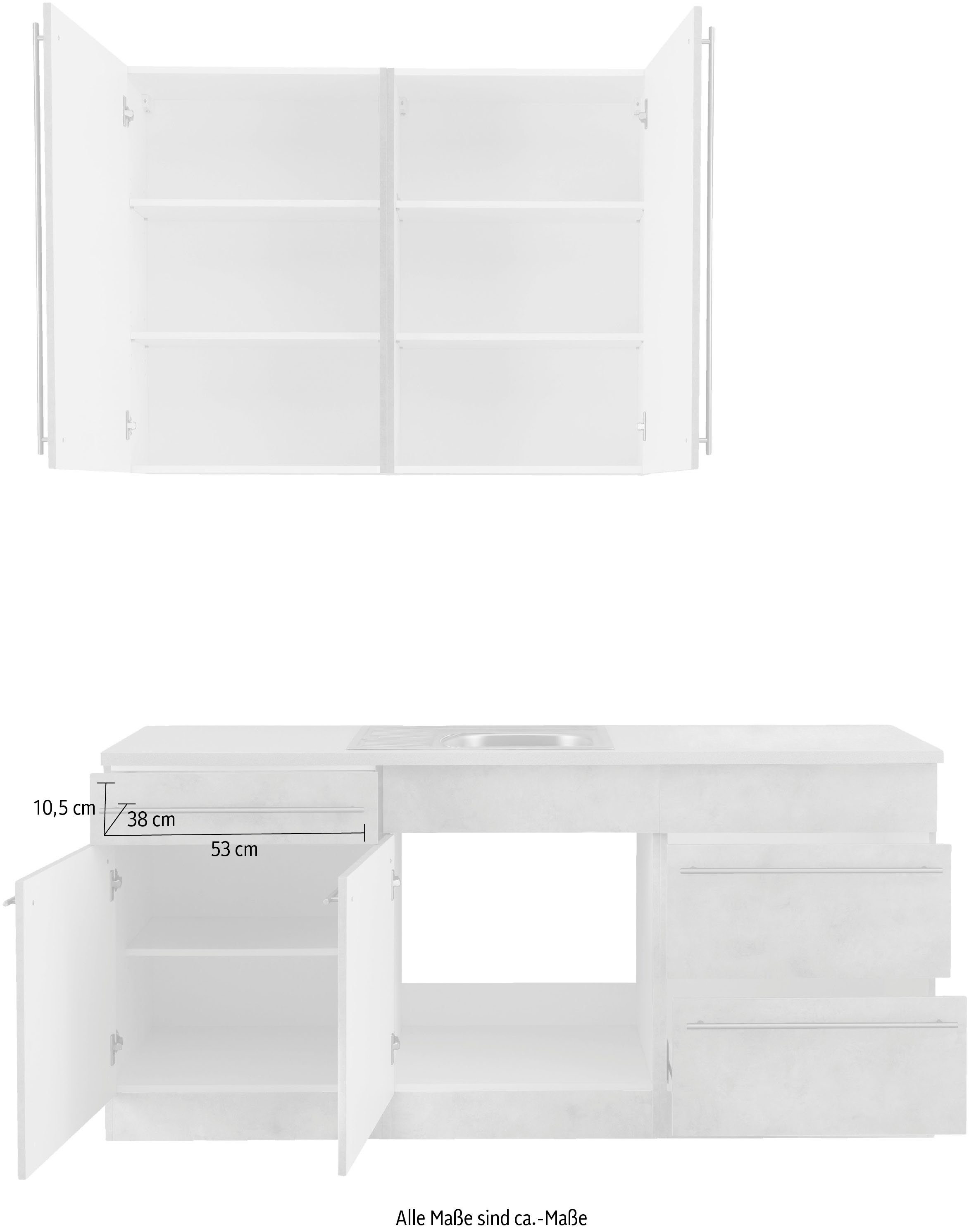 wiho Küchen Küche Chicago, wahlweise mit E-Geräten, Breite 180 cm