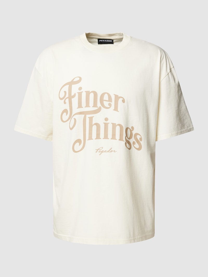 Oversized T-Shirt aus Baumwolle mit Label-Detail Modell 'Kirk' in sand