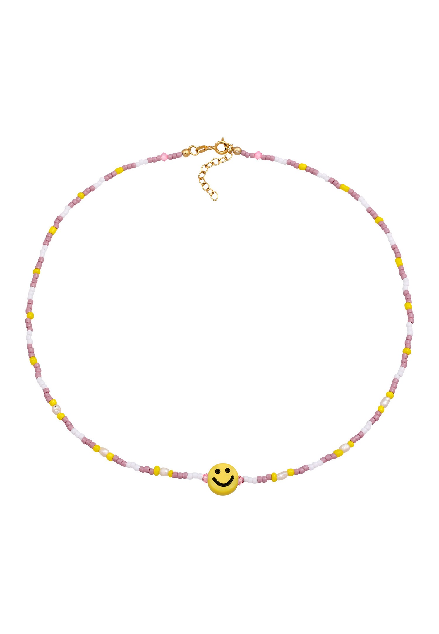 Cuentas de cristal Elli con carita sonriente para mujer, con perlas cultivadas de agua dulce en plata de ley 925 chapada en oro.