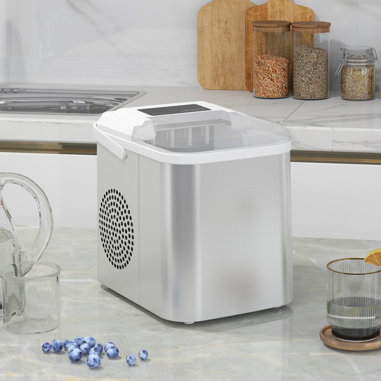 HOMCOM Eiswürfelmaschine Ice Maker 9 Würfel in 6-13 Minuten fertig 12 KG in 24 H