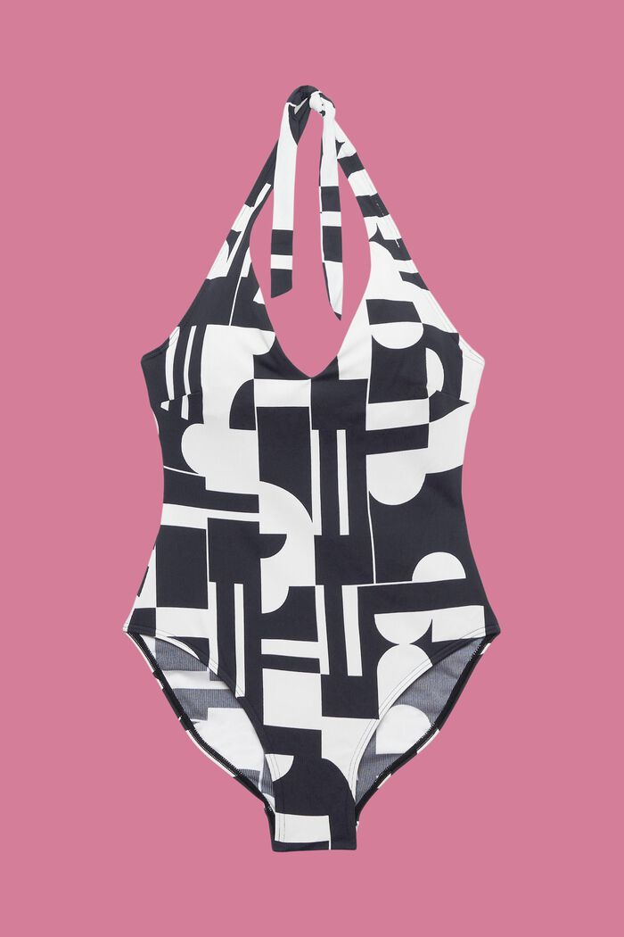 Neckholder-Badeanzug mit Retro-Print