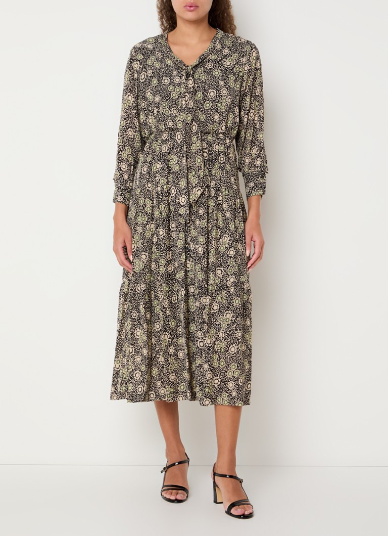 Abito midi a blusa Solya di Gerard Darel con collo a scialle e stampa floreale