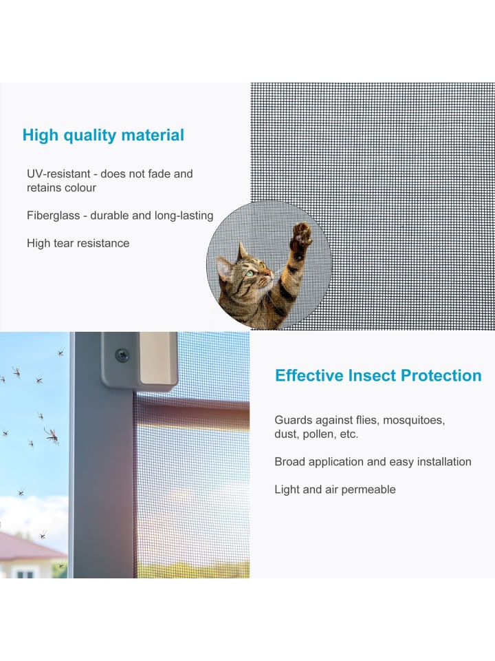 Intirilife Fliegennetz aus Fiberglas Meterware Maschenweite 1,2mm in Schwarz - Breite 150cm günstig kaufen onesize
