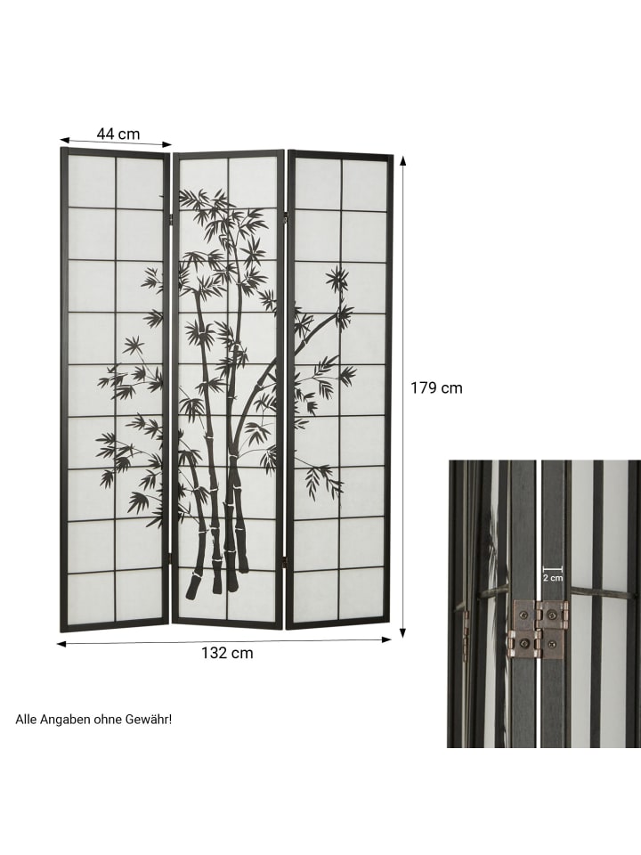 Homestyle4u 3-tlg. Paravent in Schwarz 132x179 günstig kaufen onesize