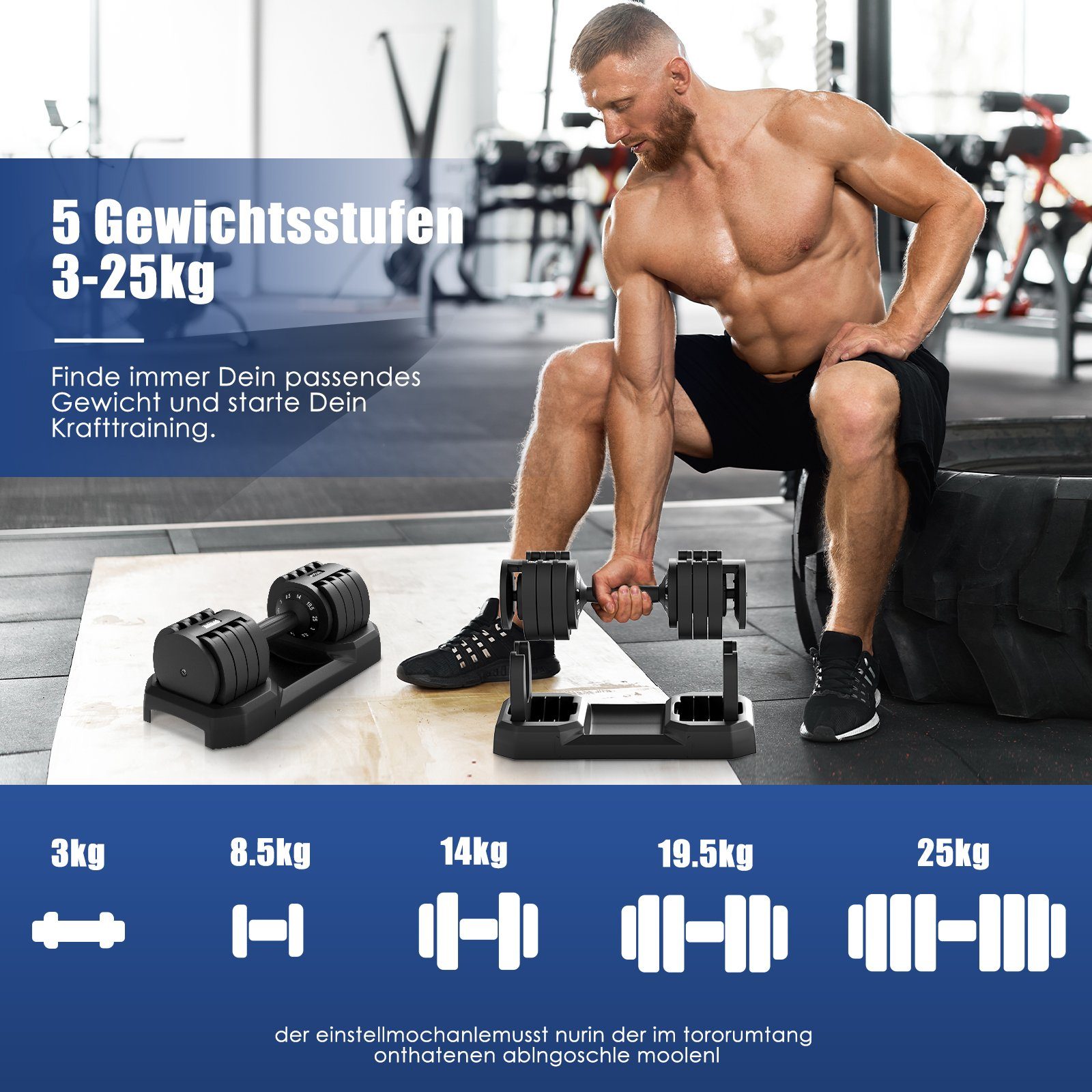 DH FitLife Kurzhantel verstellbare Hanteln, (für Krafttraining, 3-25kg), Kurzhantelset mit platzsparenden Hantelscheiben für Heimtraining