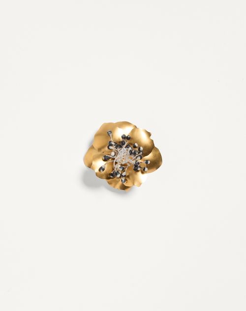 Broche Fleur Lumineuse em metal e tecido