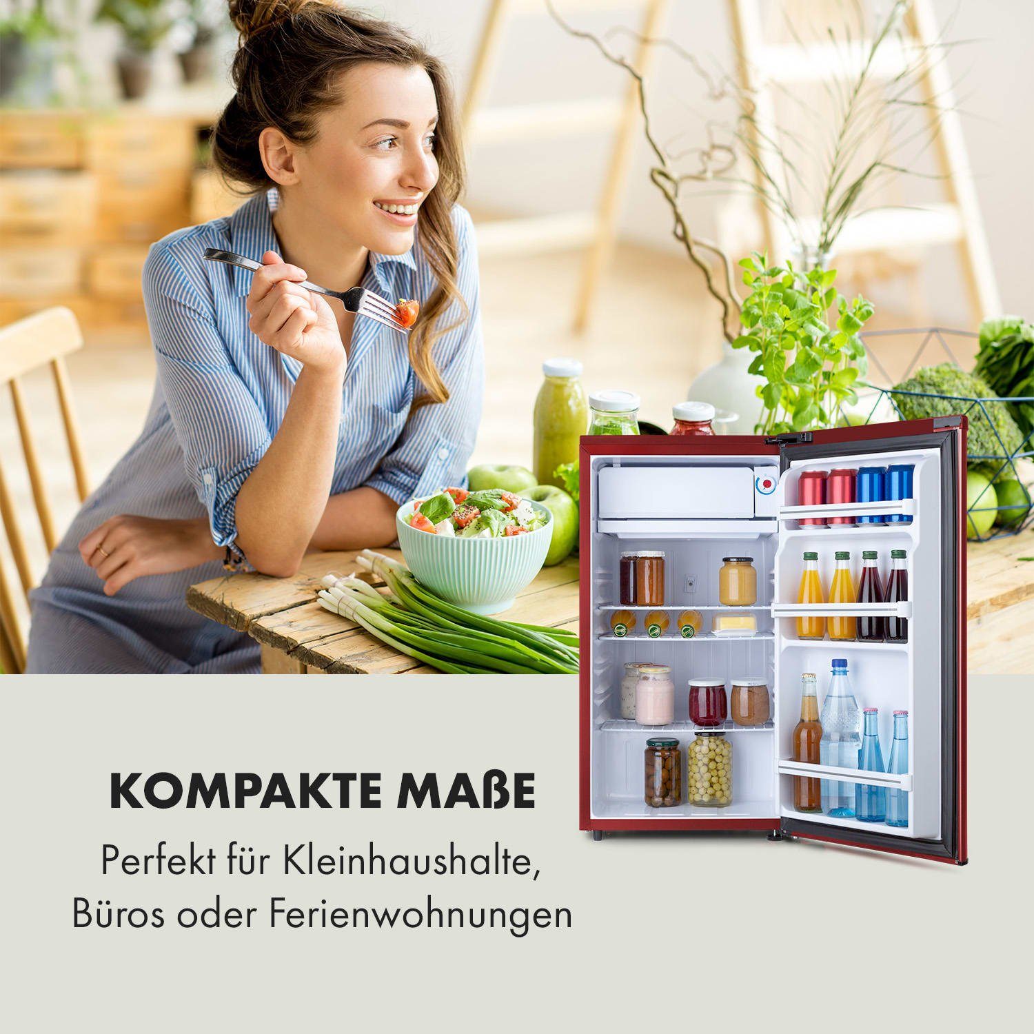 Klarstein Getränkekühlschrank HEA19-Yummy-90Lred 10035213, 84 cm hoch, 45 cm breit