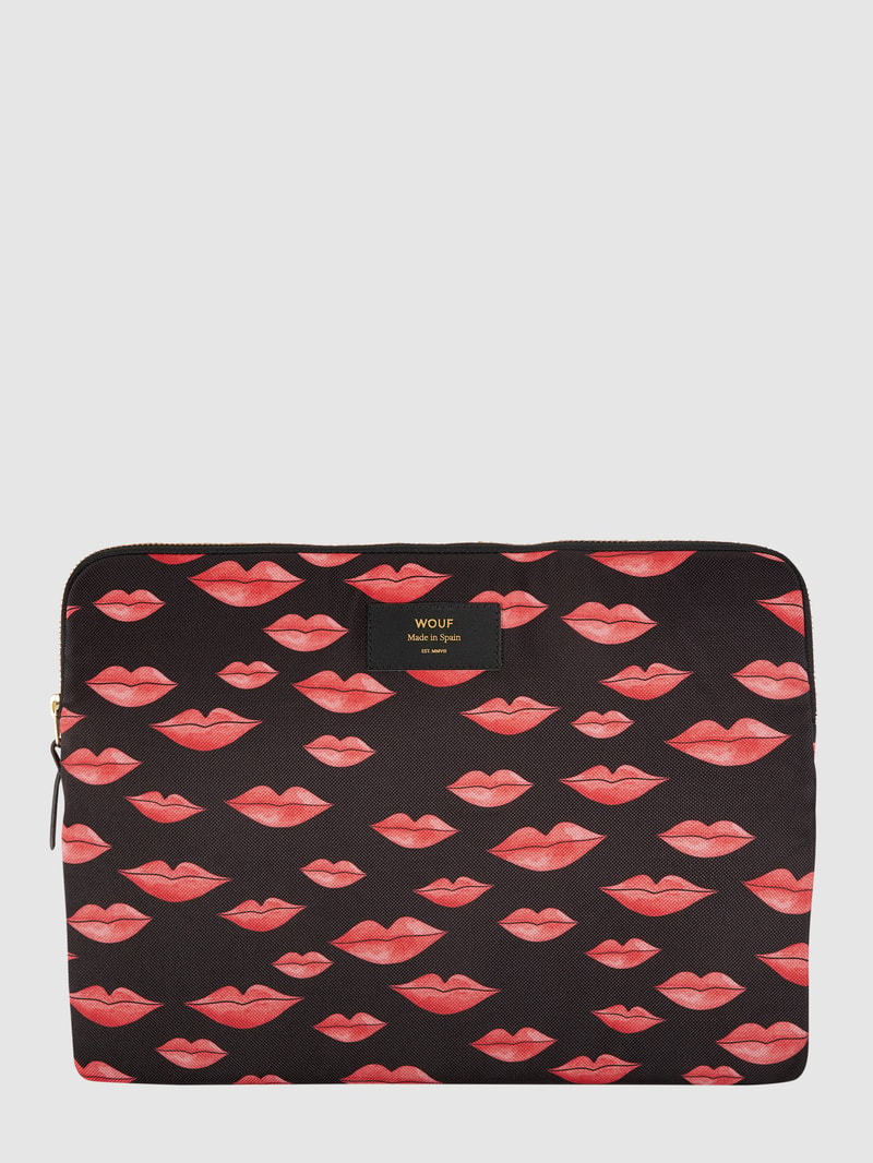 Tablettasche mit Allover-Muster Modell 'Hearts' - wasserabweisend in schwarz