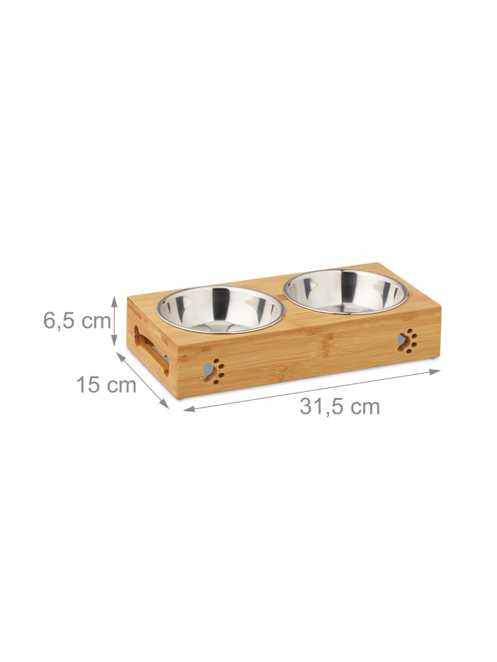 relaxdays Futterbar in Natur/Silber - (B)31,5x (H)6,5 x (T)15 cm günstig kaufen onesize