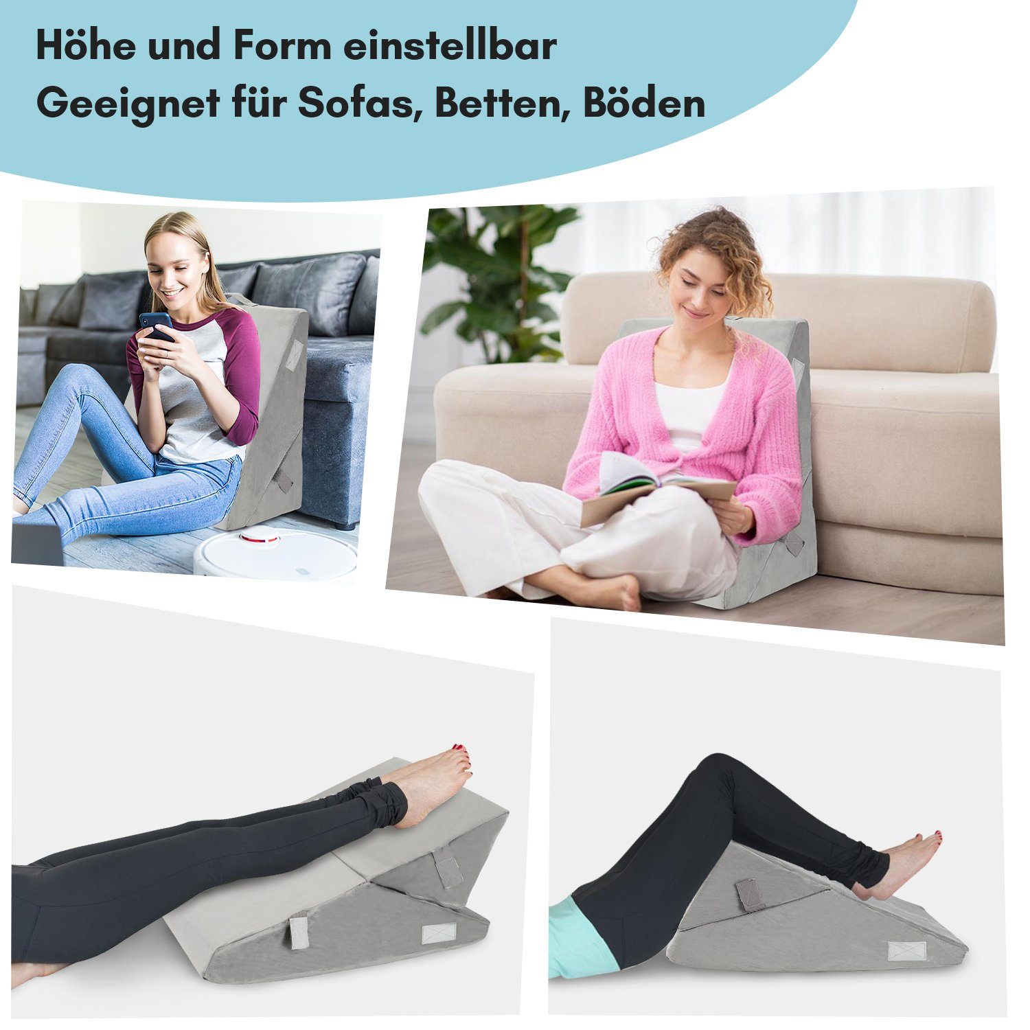 Gimisgu Keilkissen Lesekissen Bett Rückenkissen Verstellbares multifunktional einsetzbar