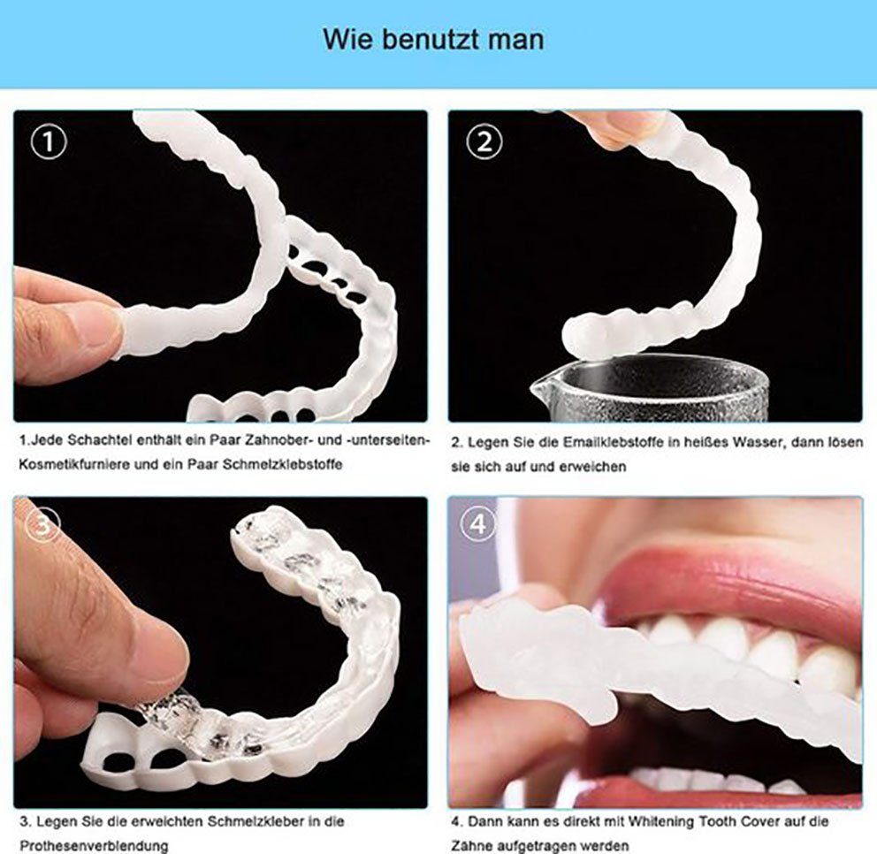 SRRINM Zahnpflege-Set Kosmetisches Zahnverblendungspflege-Set 4 Paare, 4-tlg.