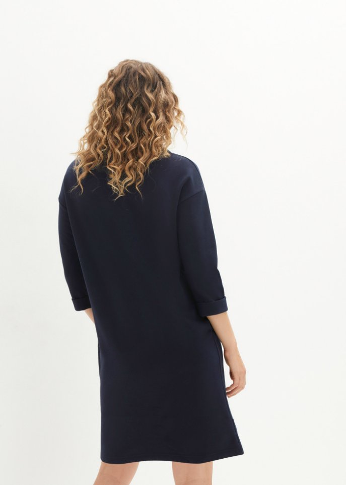 Sweatkleid mit weitem Kragen