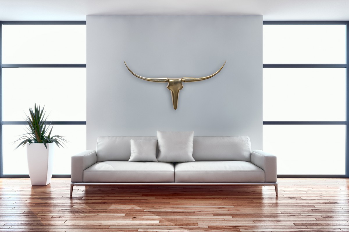 Wohnling Wanddekoration Geweih Bull M 100 cm Aluminium golden