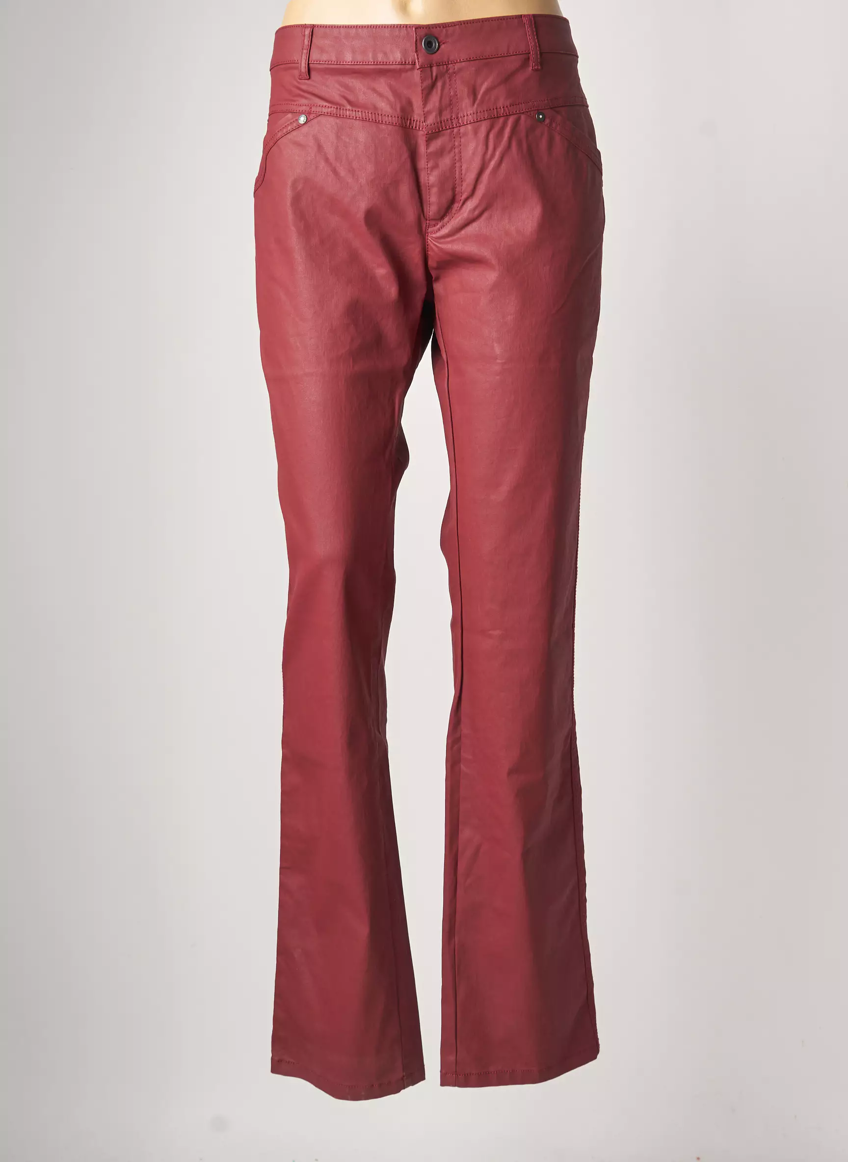 One Step Pantalons Droits Femme couleur rouge