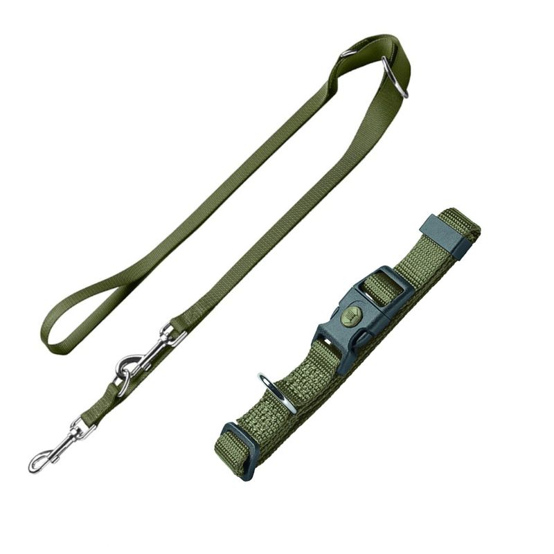 Sparset HUNTER Halsband + Führleine London, olivgrün | bitiba %