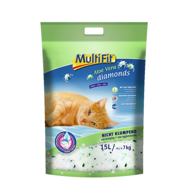MultiFit Katzenstreu MultiFit Diamonds Aloe Vera Silikatstreu 15 l