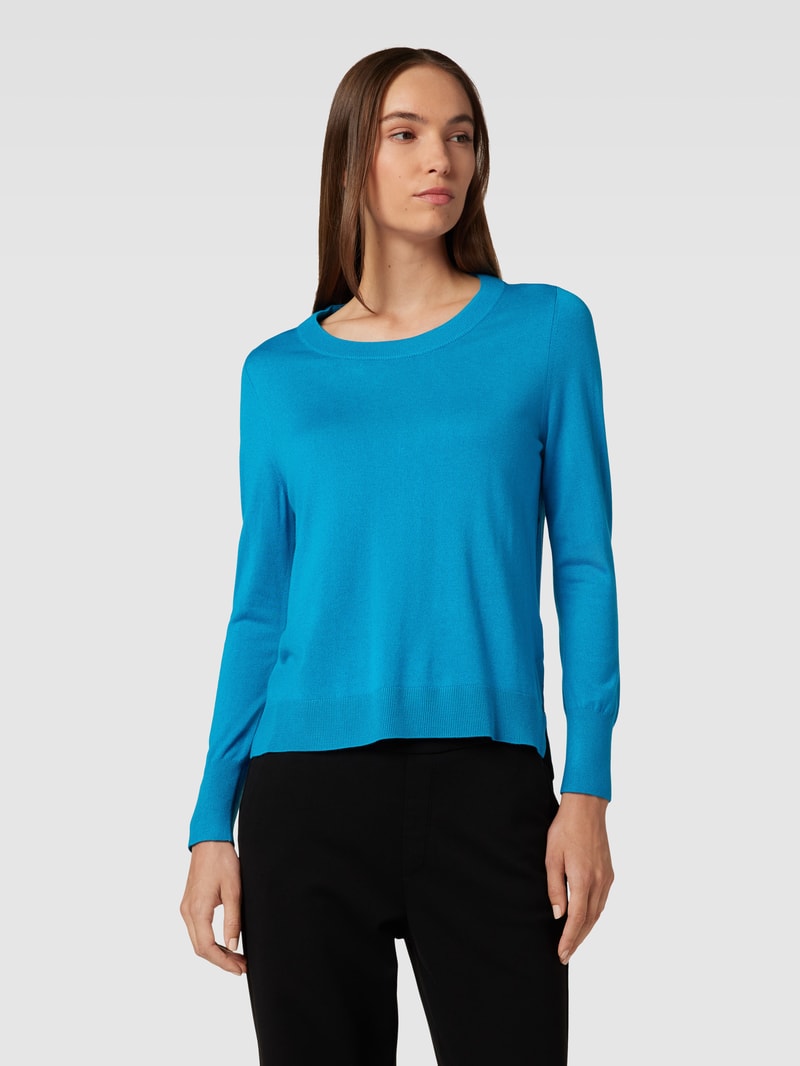 Strickpullover mit Rundhalsausschnitt in petrol