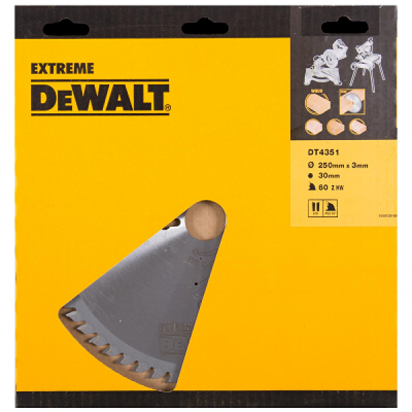 Akcesoria DeWalt DT4351-QZ Brzeszczot DT4351 HM 250 x 30 x 60T z wymiennymi zębami, dodatni 10°