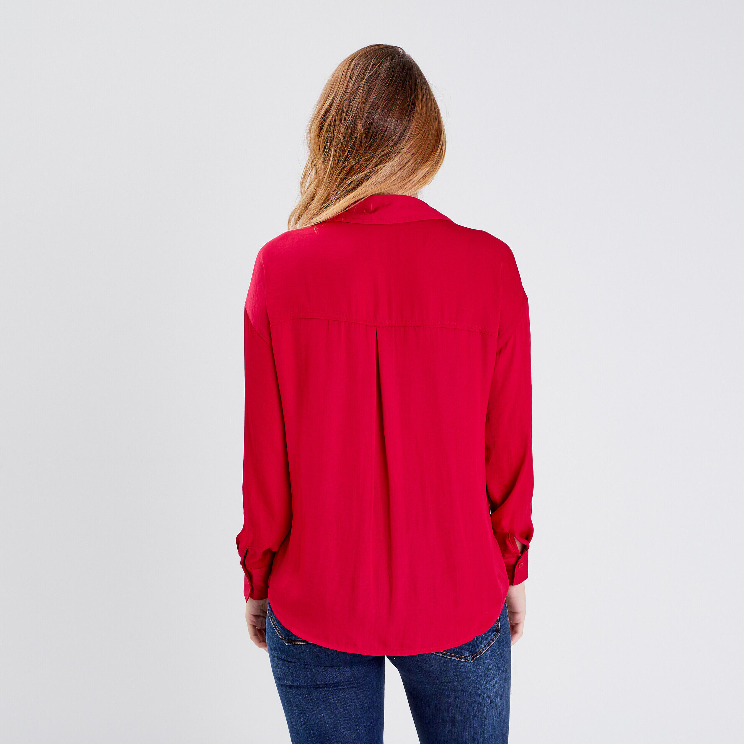 Chemise manches longues rouge clair femme | Cache Cache