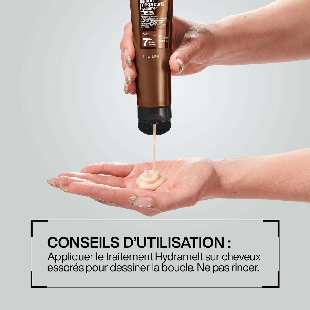 Redken All Soft Mega Curls Soin sans rincage nourissant Hydramelt pour cheveux très secs, bouclés à crépus