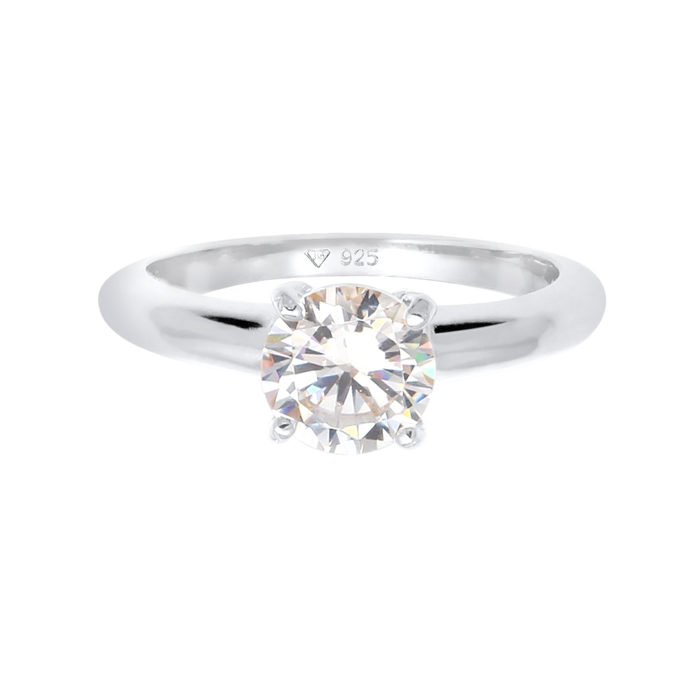 Elli Elli Bague Femmes Solitaire Classique avec cristal de zirconium en argent sterlin Bague