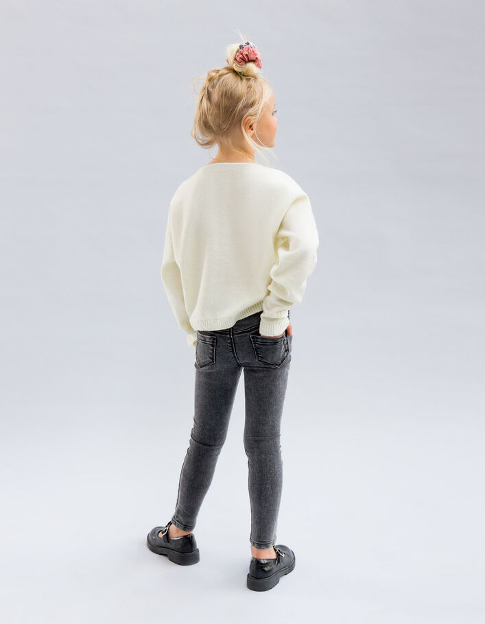 Jean SKINNY gris avec ceinture-foulard fille