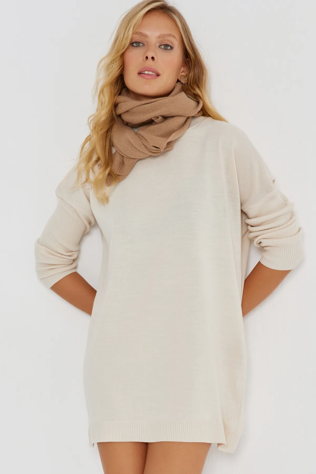 Cool & Sexy  Damen Vanilla Knitwear Tunika YV110