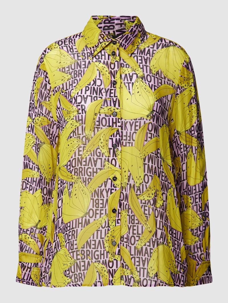 Hemdbluse mit Allover-Print in flieder