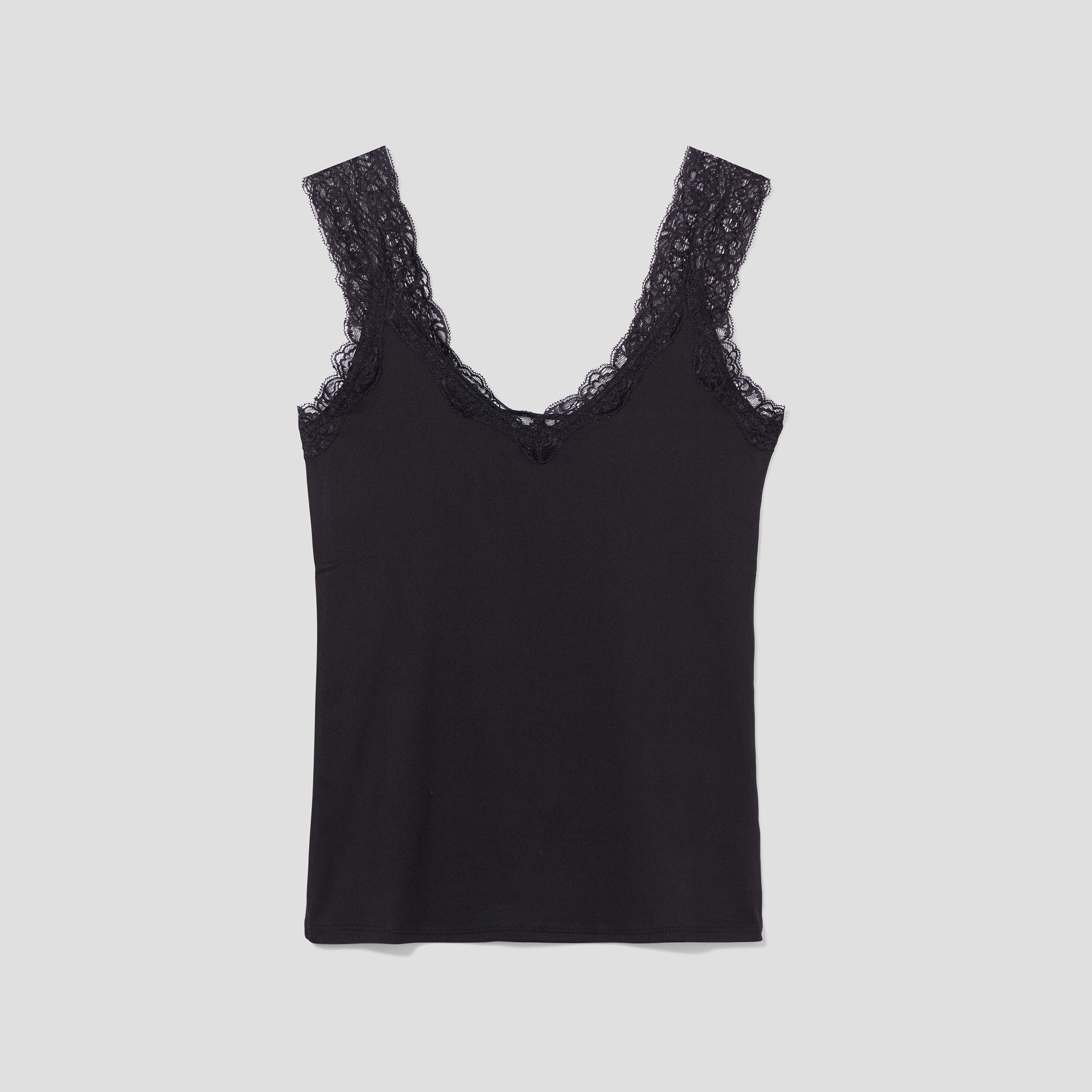 Débardeur détail dentelle ajusté noir femme | La Halle
