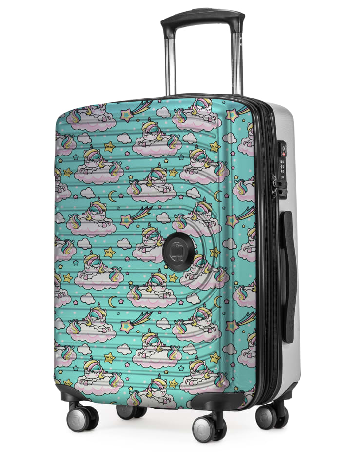 Hauptstadtkoffer Mitte - Handgepäck Bordgepäck-Trolley Koffer, TSA, in Einhorn - Weiß günstig kaufen S