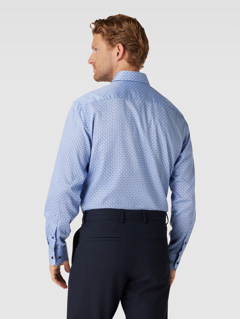 Modern Fit Business-Hemd mit Allover-Muster in bleu